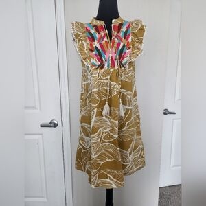 Boho Chic Embroidered Midi Dress - Multicolor